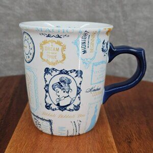 Disney Parks Cinderella Phrases Mug 12oz Blue Gold Coffee Tea Cocoa Princesses